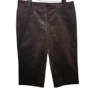 Women's GEORGE DESIGNS Brown Corduroy Capri Pants Size 18